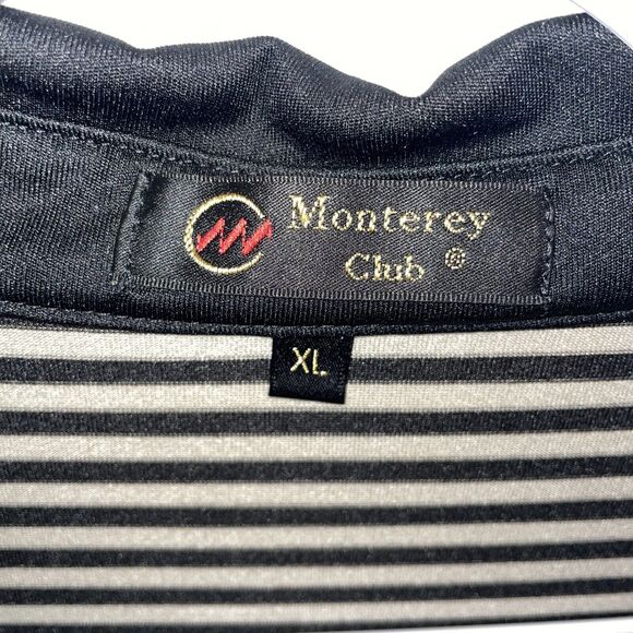 Monterey Club Golf Polo Shirt Men’s Size XL Black Striped Short Sleeve Button - Picture 2 of 12